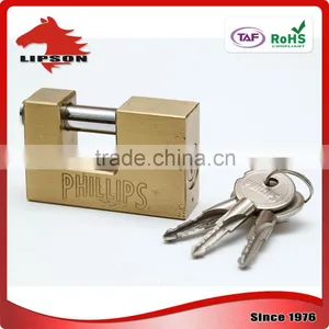 Brass Rectangular Padlock With Kaba Key thumbnail-4