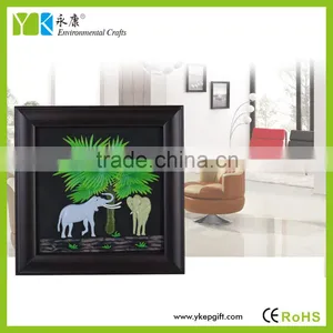 Modern Wooden Home Decor Wall,couple of Elephants Solid Wood Frame Handmade Craft thumbnail-4