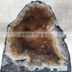 Natural Rock Crystal Citrine Geodes Ornament For Sale thumbnail-5