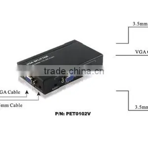 1VGA Input 2 VGA Output VGA Splitter 1X2 With 3.5mm Stereo Audio thumbnail-5