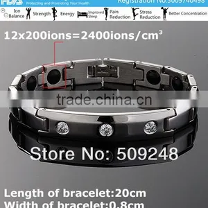 Noproblem D009 FDA Tourmaline Germanium Silver Charm Power Scalar Energy Magnetic Health Infinity Stainless Zircon Bracelet thumbnail-4
