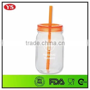 900 ml Large Capacity Transparent Mason Jar With Straw thumbnail-5
