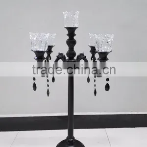 Tall Metal Crystal Candelabra /wedding Candelabra Centerpieces for Table thumbnail-1