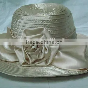 Woman White Satin Church Hats thumbnail-6