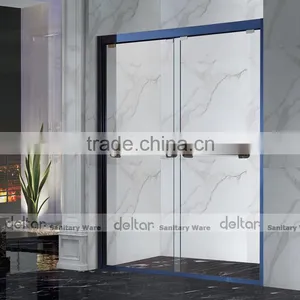 Prefab Bathroom Shower Enclosure Cubicle With Blue Frame / Toilet Sex Shower Room / Tempered Glass Shower Door thumbnail-2