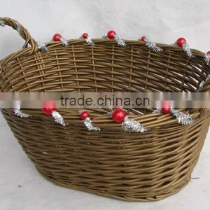 Handmade Wicker Christmas Gift Basket Empty Wicker Easter Basket thumbnail-1