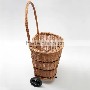 Wholesale Wicker Log / Shopping Trolley,wicker Shopping Storage Basket With Wheels thumbnail-1