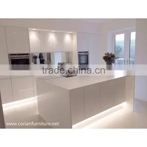Acrylic Solid Surface Kitchen Island Top, White Marble Countertop thumbnail-1