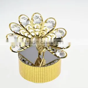 Customized Special 24K Gold Plated Peacock Music Box With Swarovski Crystals thumbnail-3