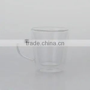 Drinking Glass Tea Cup With Handle Double Wall Shape thumbnail-1