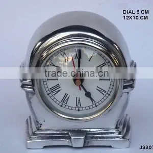 Half Round Top Cast Alumnium Table Clock With Stepped Base Available in Other Finishes Available thumbnail-1