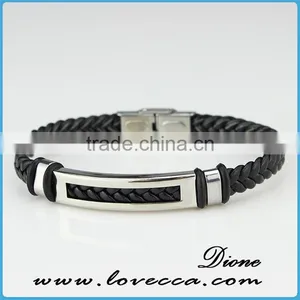 Jenia Cross Fashion Genuine Leather Braided Mens Leather Bracelet thumbnail-1