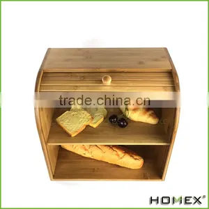 Bamboo Double Decker Bread Bin Vintage Bread Box Homex BSCI/Factory thumbnail-2