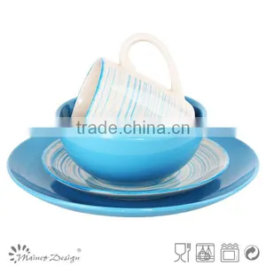 Colorful Dinnerware Set Ceramic Dinner Set Blue Color High Quality Dinner Set for 4 Person thumbnail-1