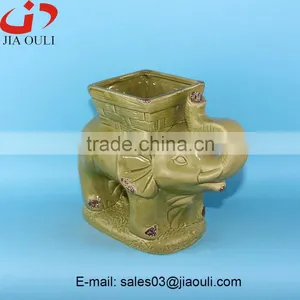 Antique Animal Flower Pot, Ceramic Elephant Planter thumbnail-2