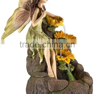 Garden Fairy With Sunflowers Handmade Fairy Garden Water Fountain thumbnail-2