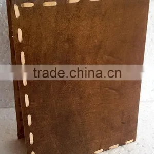 Handmade Tan Color Plain Big Stitch Leather Notebook thumbnail-4