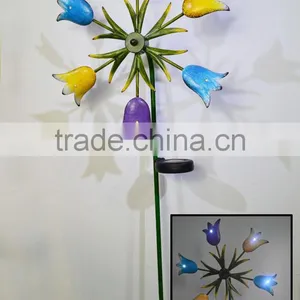 Free Sample Solar Garden Wind Spinner for Garden Decoration Solar LED Light Garden Stake thumbnail-1