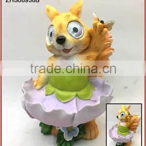 Resin Home Decor Rabbit Bath for Bird, Solar Garden Light thumbnail-5