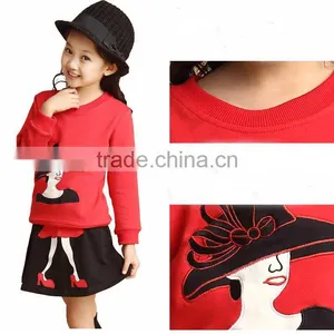 2Pcs/set New Kids Clothes Girls Clothing Sets Baby Girl Cartoon T-shirt Skirt Children Girl Dress Clothes Winter Warm 8-16 Years thumbnail-4