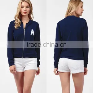 Custom Varsity Jackets Trendy Spring Knit Navy Bomber American Cheerleader Style Romber For Wholesale Blank Varsity Jackets thumbnail-1