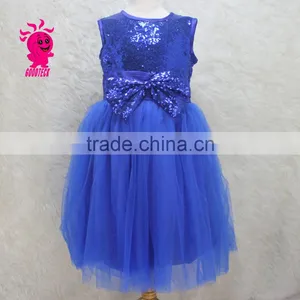 2015Girls Fashion Clothing Latest Evening Dresses Royal Sequin Girls Party Dress Baby Tulle Bowknot Dresses thumbnail-1