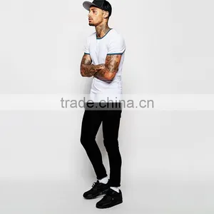 Custom Mens Contrast Ringer Neck t Shirt Stretch Muscle Fit Cotton t Shirt thumbnail-4