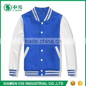 Custom Logo American Style Blue and White Mens Plain Varsity Baseball Jacket thumbnail-2
