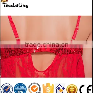 Sexy Lingerie Manufacture Wholesale Sexy Transparent Erotic Mini Nightwear Lace Babydoll thumbnail-3
