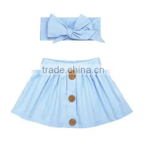 Latest Designer Cotton Skirt Kids Girl Short Dresses Matching Headband Sets thumbnail-3