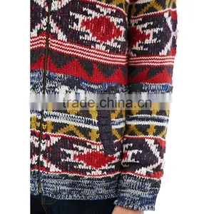 Multi-colored Ethnic Design Zipper Men Sweater Southwestern Patterns Cardigan thumbnail-4