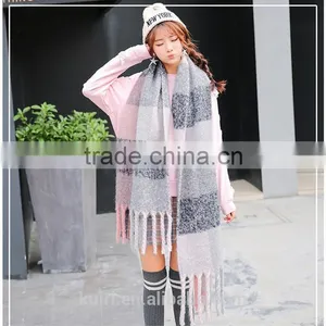 2016 Brand Best Selling Cashmere Scarf Tassels Striped Bicolors Blanket Manta Thicken Pashmina Shawl Wrap thumbnail-2