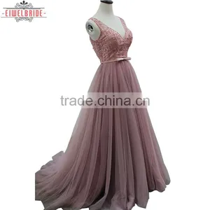 2017 China Manufacturer Customized Pink V Neck Wedding Dress thumbnail-2