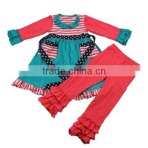 2015 Childrens Fall Boutique Clothing Wholesale Ruffled Pants Sets Childrens Clothing Sets thumbnail-1