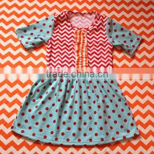 Kid Ball Gown Dresses Wholesale Newborn Dress Red Chevron Match Wathet Polka Dot Kid Clothes Cotton Fancy Dresses for Girls thumbnail-1