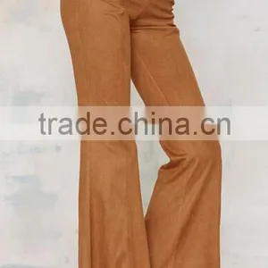 EY0116P 2016 New Style Fashion Flare Leather Pants-Black thumbnail-2