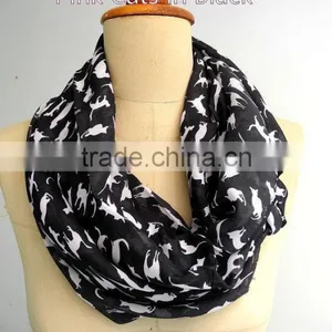 Cat Scarf Scarves Cat Infinity Scarf Chiffon Scarf Black Cat Print Shawl Gift Cat Print Shawl Gift Wrap Super Soft thumbnail-6