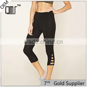 China Hot Sale Crisscross Capri Leggings Saxi Girl Cotton Yoga Pants thumbnail-1
