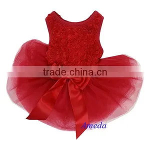 Valentine's Day Red Rosettes Pageant Tutu Dog Pet Clothes Party Dress XS-L thumbnail-1