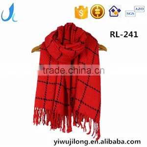 Women Winter Plaid Cashmere Scarf Warm Pashmina Scarf RL-241 thumbnail-1