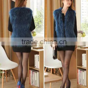 YR726 Chongfu China New Arrival Geuine Raccoon Knit Fur Vest/Women Fur Vest OME thumbnail-5