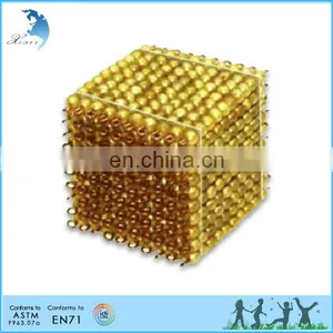 Preschool Wooden Educational Montessori Material EN71 Mathematic Toy Golden Bead 1000 Cube thumbnail-1