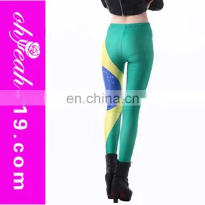 Wholesale no Moq Paypal Accept Green Brazil Flag Elegant Galaxy Leggings thumbnail-1