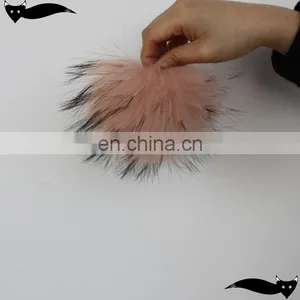 Genuine Chintz Rose 13cm Raccoon Fur Pom Poms thumbnail-1