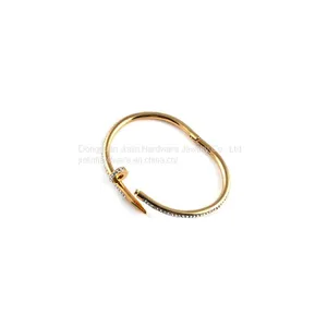 Fashion Stainless Steel Rhinestone Nail Style Openable Bangle Bracelet for Women Girl Jewelry thumbnail-5