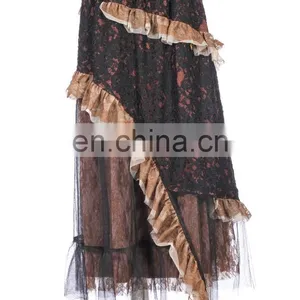 Steampunk Postapocalyptic Long Layered Skirt thumbnail-1