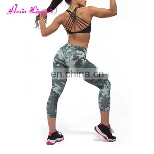 No Moq Wholesale Capri Tight High Waist Camouflage Printed Yoga Pants thumbnail-3