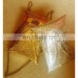 Engraved Gold Rectangle Metal Clutch thumbnail-1