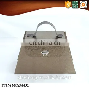 Luxury Cardboard Mirrored Jewelry Suitcase Box With Metal Lock thumbnail-1