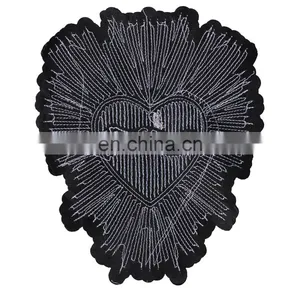 Fashion Beaded Red Gold Sequin Heart Pattern Embroidery Patches thumbnail-3